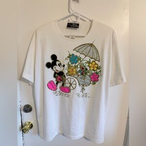 NWT Disney Original 80s Vintage Puffer Paint Mickey Mouse Quarter Sleeve Tee